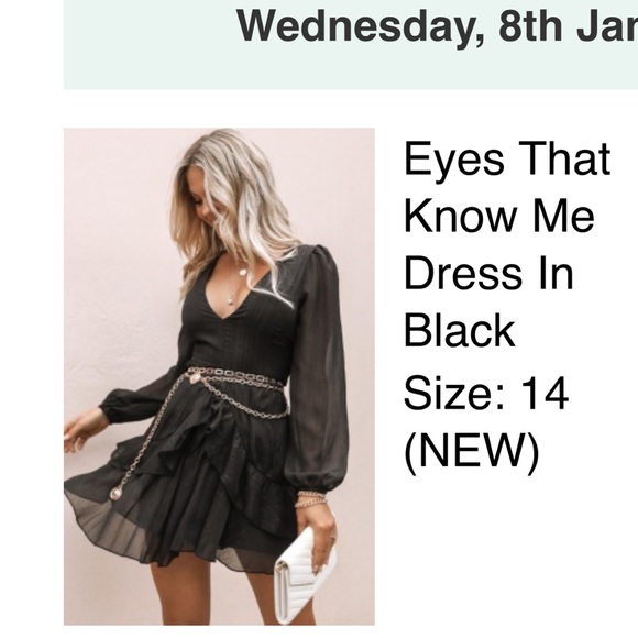 Showpo Black Long Sleeve Dress Size 14 - Picture 4 of 4